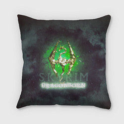 Подушка квадратная Skyrim gold logo Dragonborn, цвет: 3D-принт
