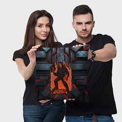Подушка квадратная Bones в стиле дьявола с пластинкой, цвет: 3D-принт — фото 2