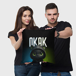 Подушка квадратная Черный кот в капюшоне из мема окак, цвет: 3D-принт — фото 2