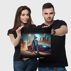 Подушка квадратная Бендер с пистолетом - Нью-Йоркская мафия, цвет: 3D-принт — фото 2