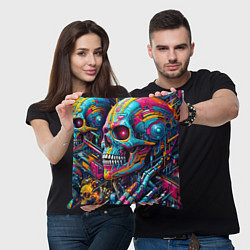 Подушка квадратная Cyber skull - pattern, цвет: 3D-принт — фото 2