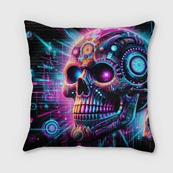 Подушка квадратная Neon cyber skull, цвет: 3D-принт