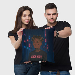 Подушка квадратная Juice WRLD - Неоновый аниме арт, цвет: 3D-принт — фото 2