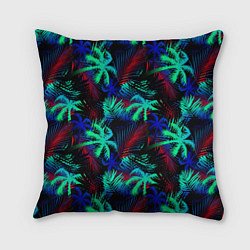 Подушка квадратная Palm neon, цвет: 3D-принт