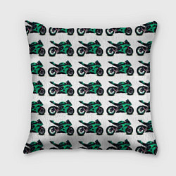 Подушка квадратная Motorcycle turquoise, цвет: 3D-принт