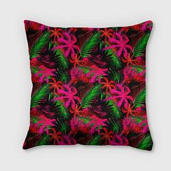 Подушка квадратная Palm red pink, цвет: 3D-принт