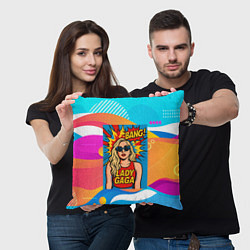 Подушка квадратная Леди Гага в стиле комиксов, цвет: 3D-принт — фото 2