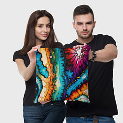 Подушка квадратная Разноцветный узор, цвет: 3D-принт — фото 2