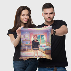 Подушка квадратная Дандадан Сиратори Айра смущается, цвет: 3D-принт — фото 2