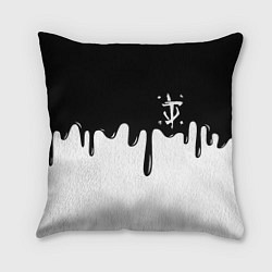 Подушка квадратная Doom logo жидкие краски, цвет: 3D-принт