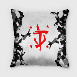 Подушка квадратная Doom лого камуфляж текстура, цвет: 3D-принт