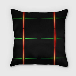 Подушка квадратная Color black green orange stripes, цвет: 3D-принт