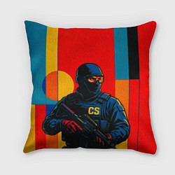 Подушка квадратная Контр-террорист CS 2 поп-арт, цвет: 3D-принт