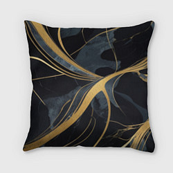 Подушка квадратная Мраморный узор с золотыми полосками, цвет: 3D-принт