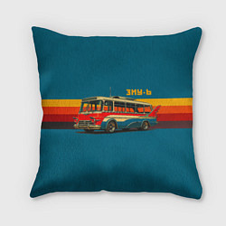 Подушка квадратная Ретро автобус ЗИУ-6 поп-арт, цвет: 3D-принт