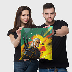 Подушка квадратная Ведьмак в аниме стиле, цвет: 3D-принт — фото 2