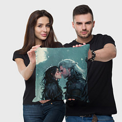 Подушка квадратная Йеннифэр и Ведьмак - прощание, цвет: 3D-принт — фото 2