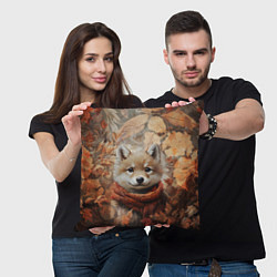 Подушка квадратная Осенний волчонок, цвет: 3D-принт — фото 2