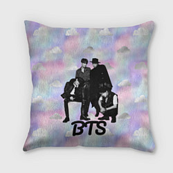 Подушка квадратная BTS черно-белый стиль, цвет: 3D-принт