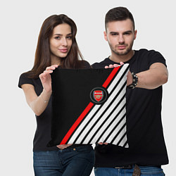 Подушка квадратная Арсенал геометрия полосы, цвет: 3D-принт — фото 2