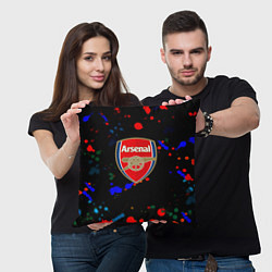 Подушка квадратная Arsenal неоновые брызги красок, цвет: 3D-принт — фото 2