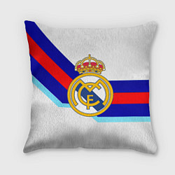 Подушка квадратная Real Madrid текстура полосы, цвет: 3D-принт