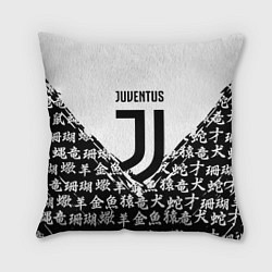 Подушка квадратная Juventus символы китайские, цвет: 3D-принт