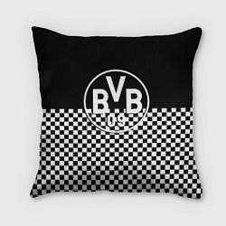 Подушка квадратная Borussia шахматная клетка, цвет: 3D-принт