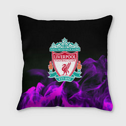 Подушка квадратная Liverpool неоновый огонь, цвет: 3D-принт