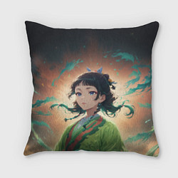 Подушка квадратная Маомао на фоне облаков, цвет: 3D-принт