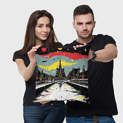 Подушка квадратная Праздничная новогодняя Москва, цвет: 3D-принт — фото 2