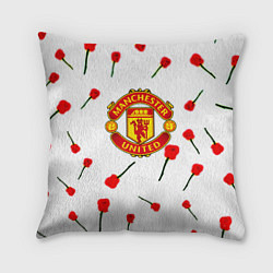 Подушка квадратная Манчестер Юнайтед розы паттерн, цвет: 3D-принт
