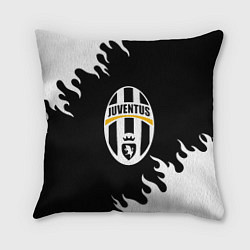 Подушка квадратная Juventus белый огонь текстура, цвет: 3D-принт