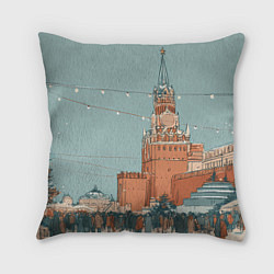 Подушка квадратная Праздничная атмосфера на новый год, цвет: 3D-принт