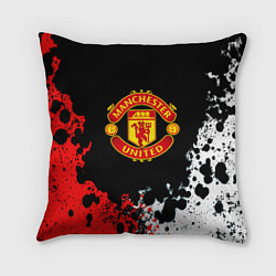 Подушка квадратная Манчестер Юнайтед краски абстрактные, цвет: 3D-принт