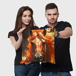 Подушка квадратная Портрет огненной лошади, цвет: 3D-принт — фото 2