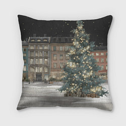 Подушка квадратная Елка во дворе, цвет: 3D-принт