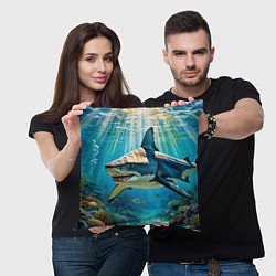 Подушка квадратная Хищник кораллового рифа, цвет: 3D-принт — фото 2