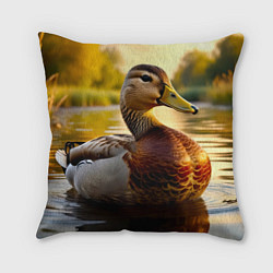 Подушка квадратная Утка на пруду