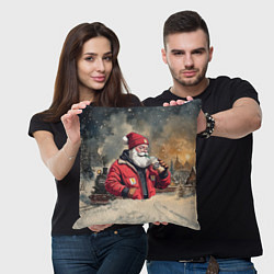 Подушка квадратная Санта с капучино, цвет: 3D-принт — фото 2