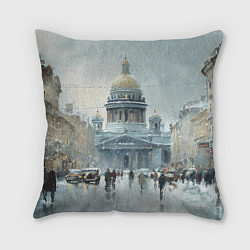 Подушка квадратная Санкт-Петербург зимний пейзаж, цвет: 3D-принт