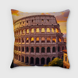 Подушка квадратная Колизей в лучах заката, цвет: 3D-принт