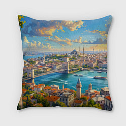 Подушка квадратная Сплетение эпох над Босфором, цвет: 3D-принт