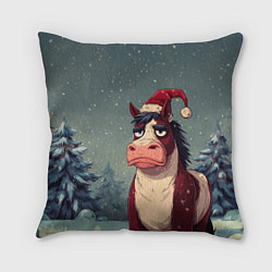 Подушка квадратная Уставшая лошадь, цвет: 3D-принт