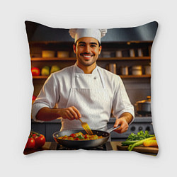 Подушка квадратная Шеф-повар в деле, цвет: 3D-принт