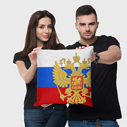 Подушка квадратная Герб России: триколор, цвет: 3D-принт — фото 2