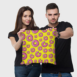 Подушка квадратная Пончики Гомера, цвет: 3D-принт — фото 2