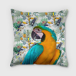 Подушка квадратная Летний попугай, цвет: 3D-принт