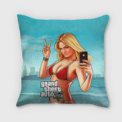 Подушка квадратная GTA 5: Selfie Girl, цвет: 3D-принт