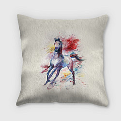 Подушка квадратная Лошадь: акварель, цвет: 3D-принт